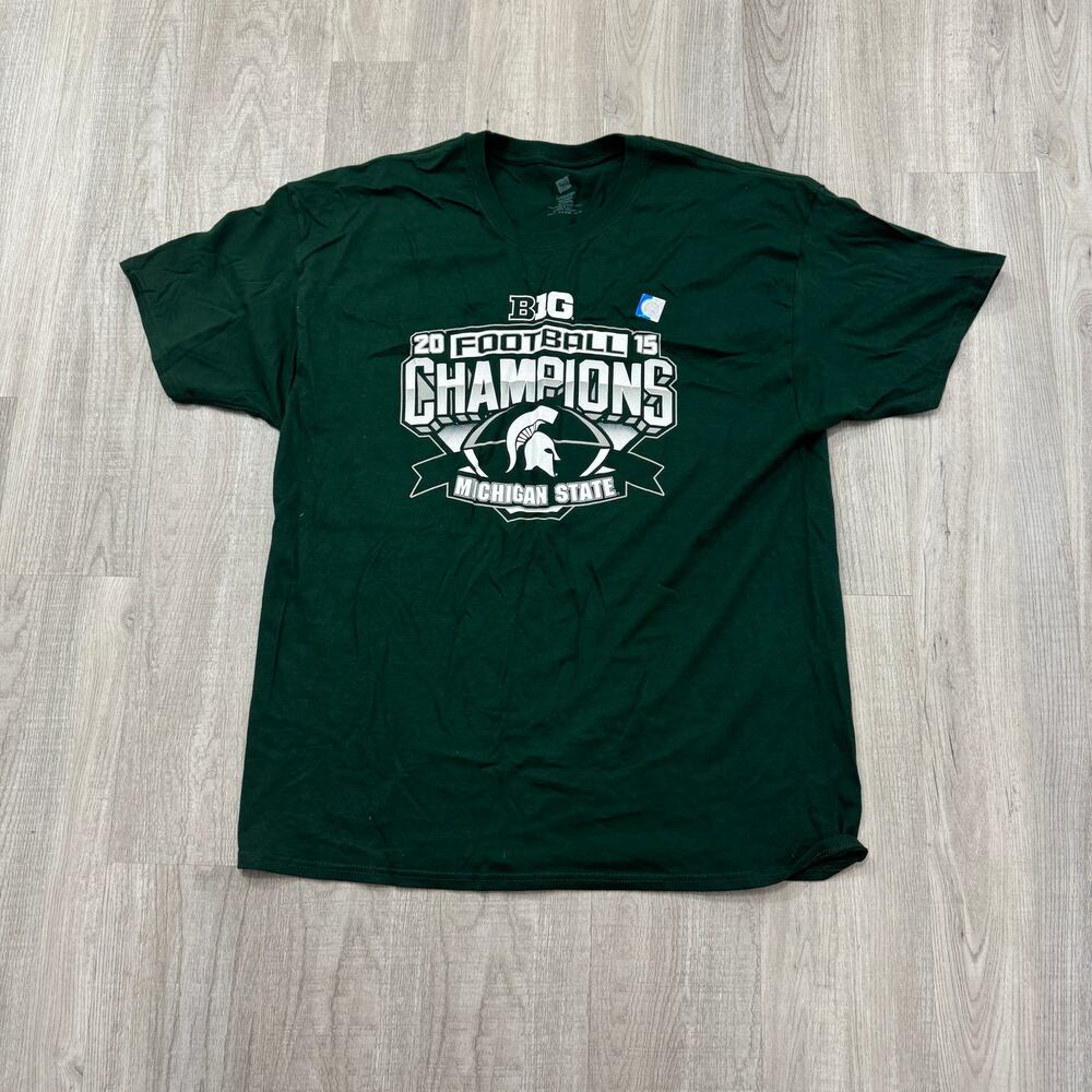 2015 Michigan State Spartans Big 10 Champions Shirt Men's Extra Large Green